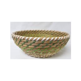 X Large Round Green & White seagrass & straw baskets XL: 14