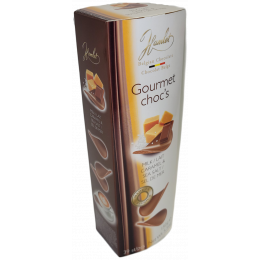Wholesale distributors of gourmet food for the gift basket industry, Apex Elegance Importers of Hamlet Gourmet Chocolate thins - milk chocolate with salted caramel 150 gr., 12/cs