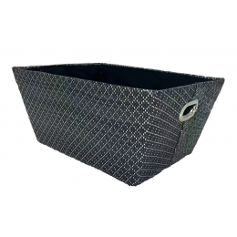 Rectangular black fabric container with silver glitter design 11