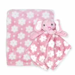 Fleece pink blanket & Nunu Set - Elephant
100% Polyester, Blanket: 30