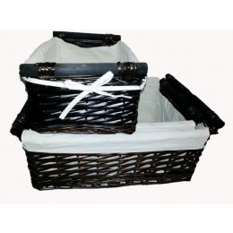 Small rectangular willow basket with Canvas liner & wooden handles
S:14.5