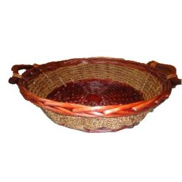 CBL814R Round willow & seagrass basket with wooden handles 16