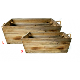 Set of 2 Wood containers with rope handles