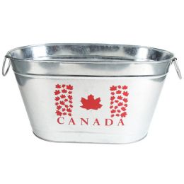 Galvanized oval party tub with handles and Canada Flag 20