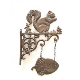 Cast iron Squirrel hook with hanging Welcome acorn 8