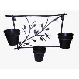 Metal hanging wall planter with 3 pots 20”x5.5”x12”H