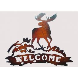 Metal welcome moose wall Décor 21.5”x16.5”H
