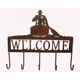 Metal welcome canoe/ wall Decor with hangers 17.5/x17/H