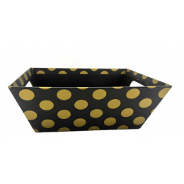 Small Market tray - BLACK WITH GOLD DOTS 9.2