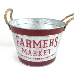 Galvanized Farmer's Market metal container with rope handles 11