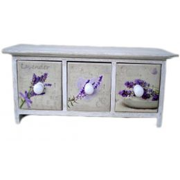 Mini Wooden cabinet with 3 ceramic tiles decorated drawers 14