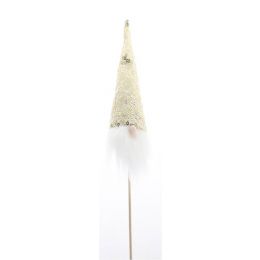 Gnome with a gold sequins hat on a stake 2