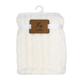 2 Layer Sculpted Sherpa Blanket: Ivory