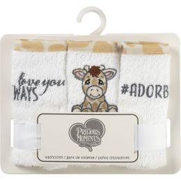 Precious Moments 3-pack 100% cotton embroidered wash cloths - Giraffe
9
