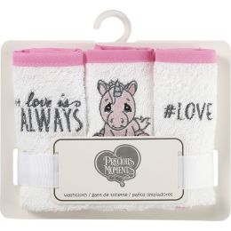 Precious Moments 3-pack 100% cotton embroidered wash cloths - Unicorn
9