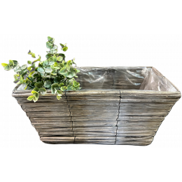 Grey wash willow basket with soft liner 14.5