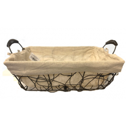 Medium Rectangular crazy weave iron basket with canvas liner 12