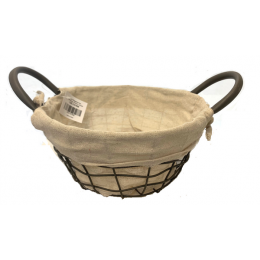 Medium Round iron basket with canvas liner 9