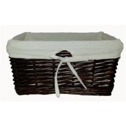 Rectangular willow basket with ivory fabric liner 15