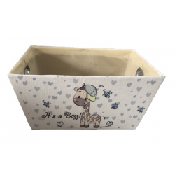 Rectangular Off white basket with It's a Boy Theme and a matching fabric liner 13