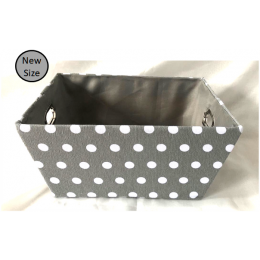 Small Rectangular Grey with white Polka Dots basket with matching fabric liner 11