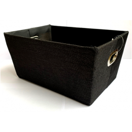 Rectangular black fabric basket with matching black fabric liner 11