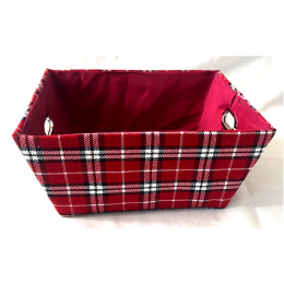Rectangular Plaid basket with matching fabric liner 13