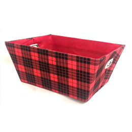 Small rectangular Tartan basket with matching fabric liner 11