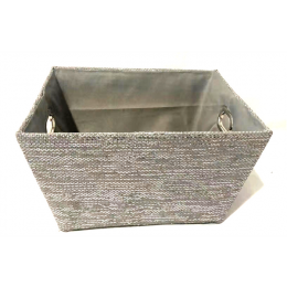 Small Rectangular Grey with glitter basket with matching fabric liner 11