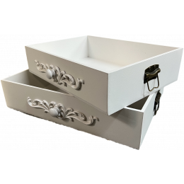 Set of 2 Drawer style crates with metal handles L: 18
