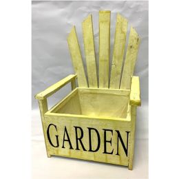 Wooden chair planter - Antique Yellow 8