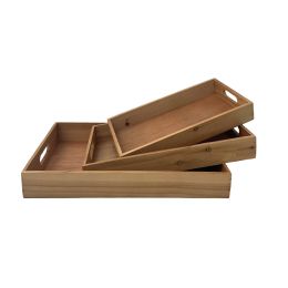 Smallest pc in a S/3 Wood Trays with side handles