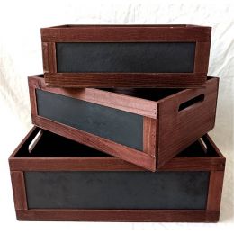 Set of 3 wood crates with chalkboard panel
S:11.75