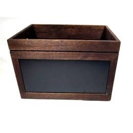 Rectangular wood container with 2 chalk panels and side handles 12