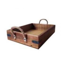Rustic wood trays with metal brackets and jute handles 15