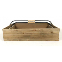 Largest pc in Set of 2 rustic crates with folding iron handle L:18