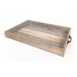 Rectangular tray with metal handles 18