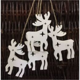 Bundle of white wooden hanging reindeer 4