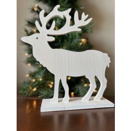 White wood Reindeer on a stand 10.2