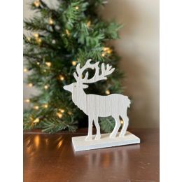 Small White wood Reindeer on a stand 5.8