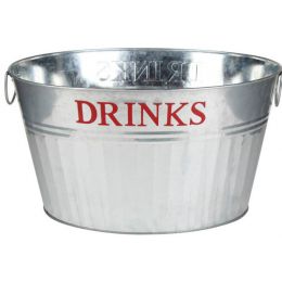 Galvanized oval bucket with handles embossed 