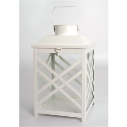 Vintage-white metal and glass lantern 8