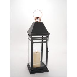 Black metal & glass lantern 7.2