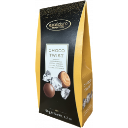 Excelcium choco twist pralines - Caramel 120 gr., 12/cs
Individually Wrapped
