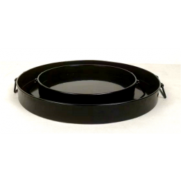 Smallest in a set of 2 Round black  trays with folding handles S: 10
