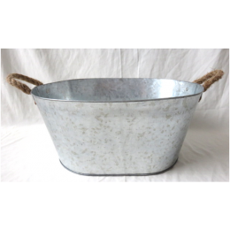 Galvanized Metal container with jute handles 15