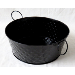 Black Round Metal container with folding handles 10