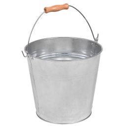 Round galvanized bucket with wooden handle 9