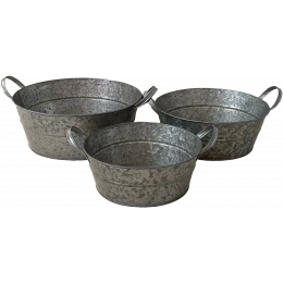 Set of 3 Round Galvanized Metal containers
L: 13