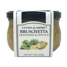 Cucina & Amore Artichoke and Spinach Bruschetta 225 gr., 6/cs
Kosher, Gluten Free, Dairy Free, Vegan, GMO Free